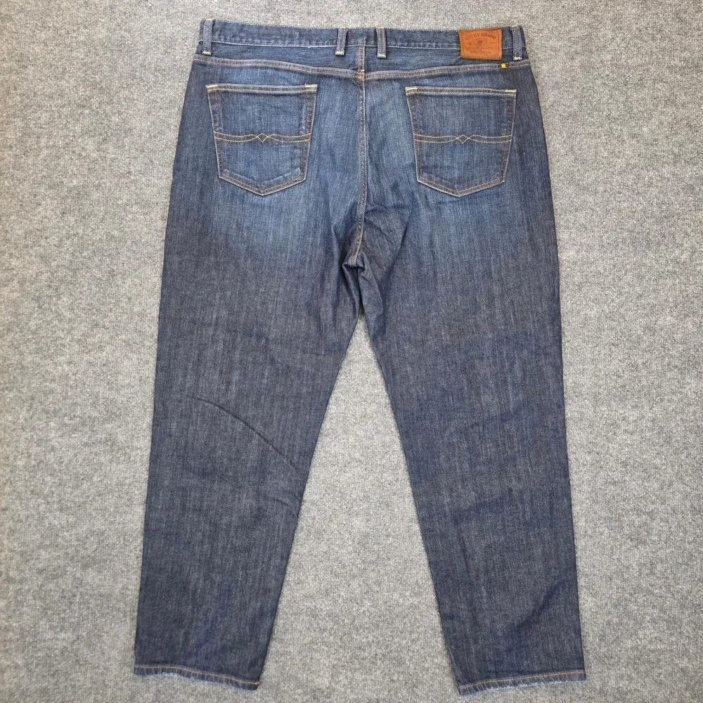 Lucky Brand Classic Straight Jeans Mens 42x30 Blue Denim Stretch Dark Wash
